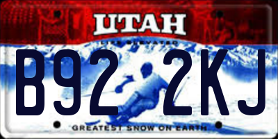 UT license plate B922KJ
