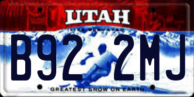 UT license plate B922MJ
