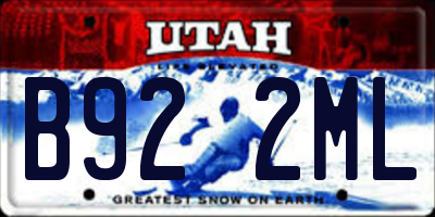 UT license plate B922ML