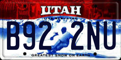 UT license plate B922NU