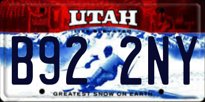 UT license plate B922NY