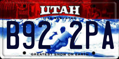 UT license plate B922PA