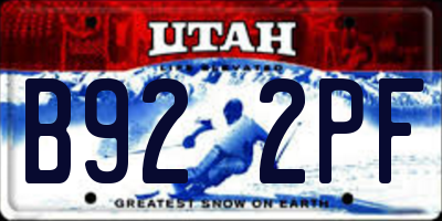 UT license plate B922PF