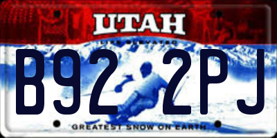 UT license plate B922PJ