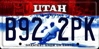 UT license plate B922PK