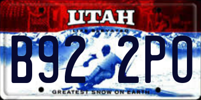 UT license plate B922PO