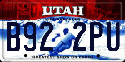 UT license plate B922PU