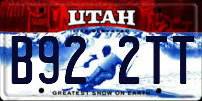 UT license plate B922TT