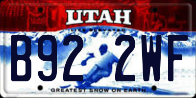 UT license plate B922WF