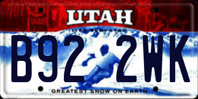 UT license plate B922WK