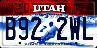 UT license plate B922WL