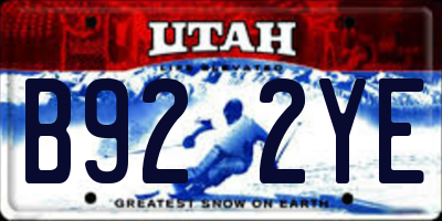 UT license plate B922YE