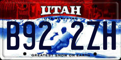 UT license plate B922ZH