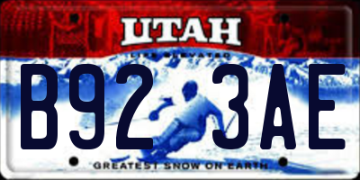UT license plate B923AE