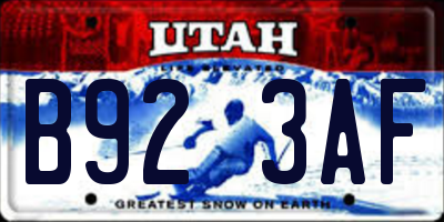 UT license plate B923AF
