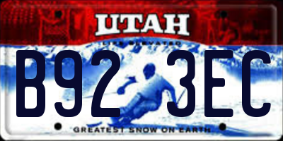 UT license plate B923EC