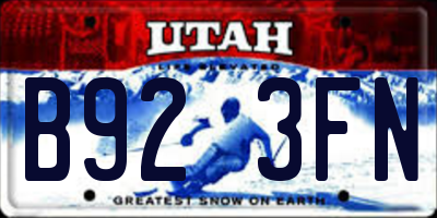 UT license plate B923FN