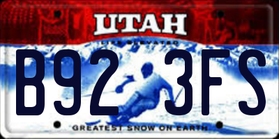 UT license plate B923FS