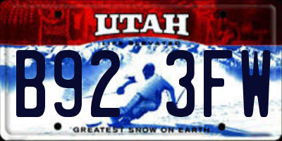 UT license plate B923FW