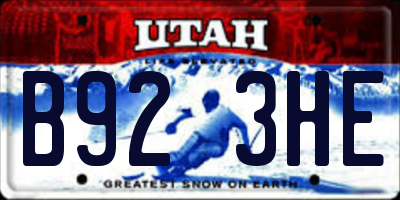UT license plate B923HE