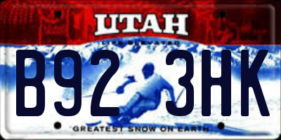 UT license plate B923HK