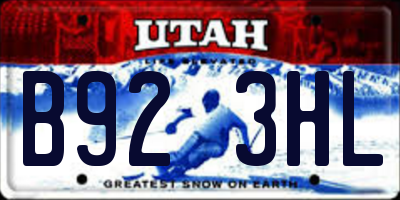 UT license plate B923HL