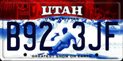 UT license plate B923JF