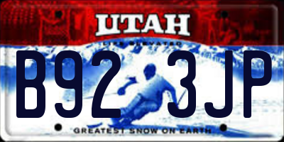 UT license plate B923JP