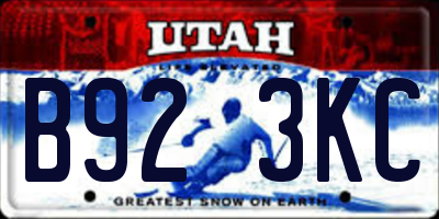 UT license plate B923KC