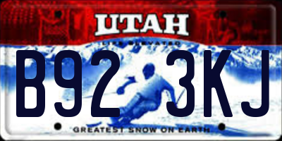 UT license plate B923KJ