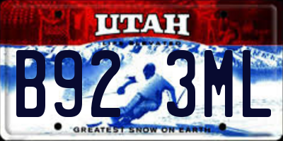 UT license plate B923ML
