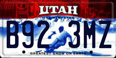 UT license plate B923MZ