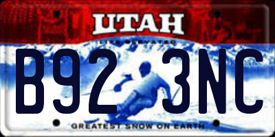 UT license plate B923NC