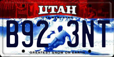 UT license plate B923NT