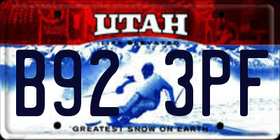 UT license plate B923PF
