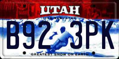 UT license plate B923PK