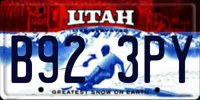 UT license plate B923PY