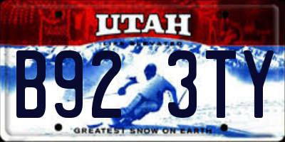 UT license plate B923TY