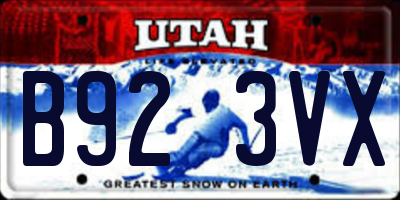 UT license plate B923VX