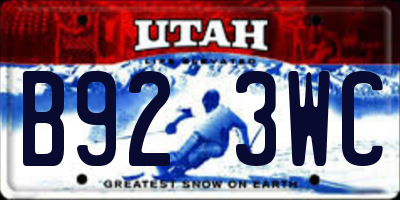 UT license plate B923WC