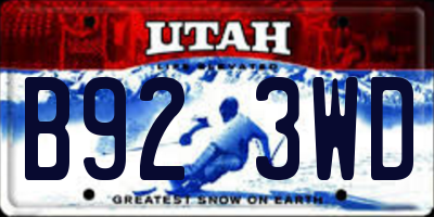 UT license plate B923WD