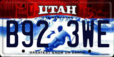 UT license plate B923WE