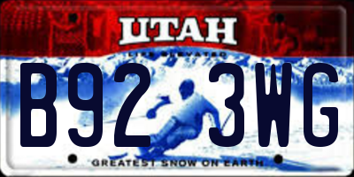 UT license plate B923WG