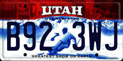 UT license plate B923WJ