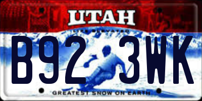 UT license plate B923WK