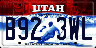 UT license plate B923WL
