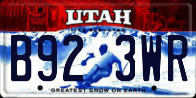 UT license plate B923WR