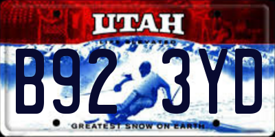 UT license plate B923YD