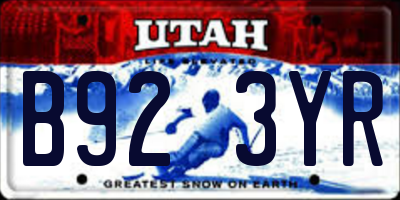 UT license plate B923YR