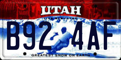 UT license plate B924AF